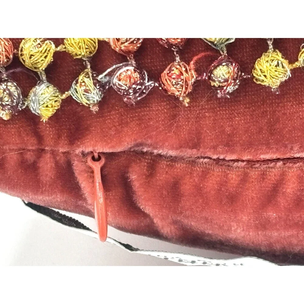 Dransfield & Ross New‎ York French Knot Pillow Silk Velvet Boutique Autumn Spice